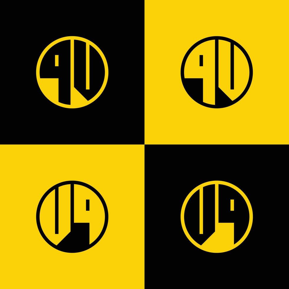 Simple QV and VQ Letter Circle Logo Set, suitable for business with QV and VQ initials vector