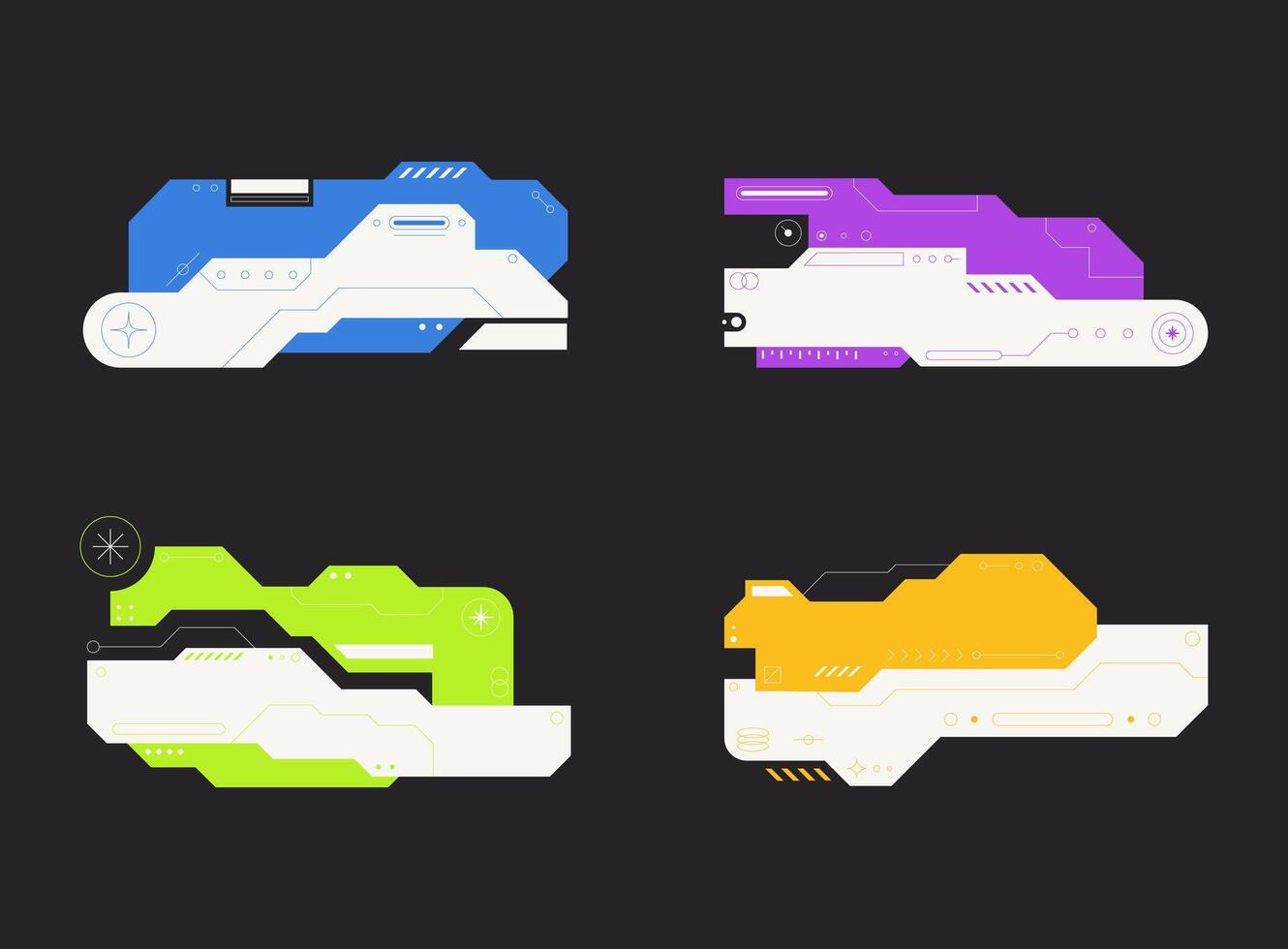 Futuristic element. Cyberpunk decals set. Hud interface design . vector