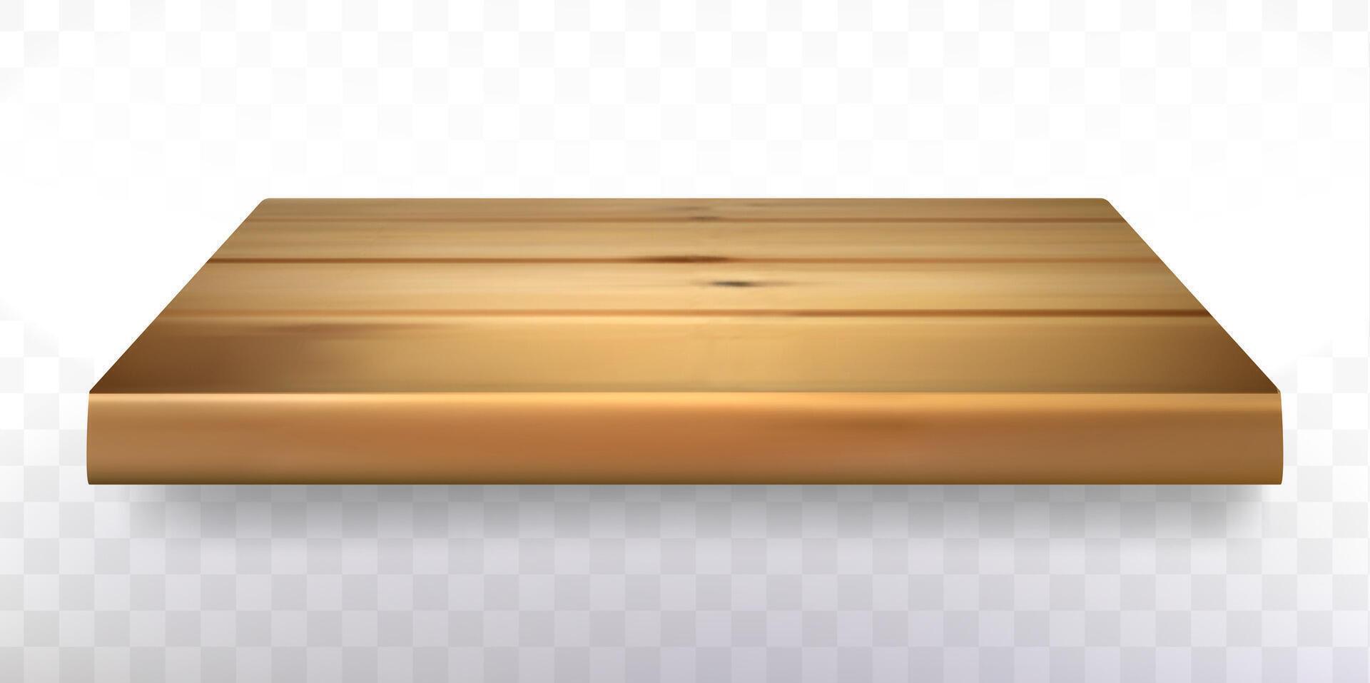 3d isolated empty pine wooden shelf for exhibit vector