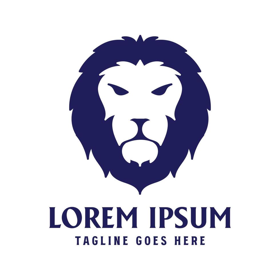 Simple Minimalist Lion Head Face Icon Illustration Design vector