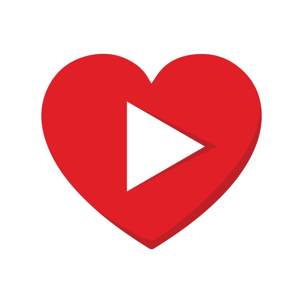 Simple Minimalist Love Heart with Play Icon Symbol Illustration Design vector