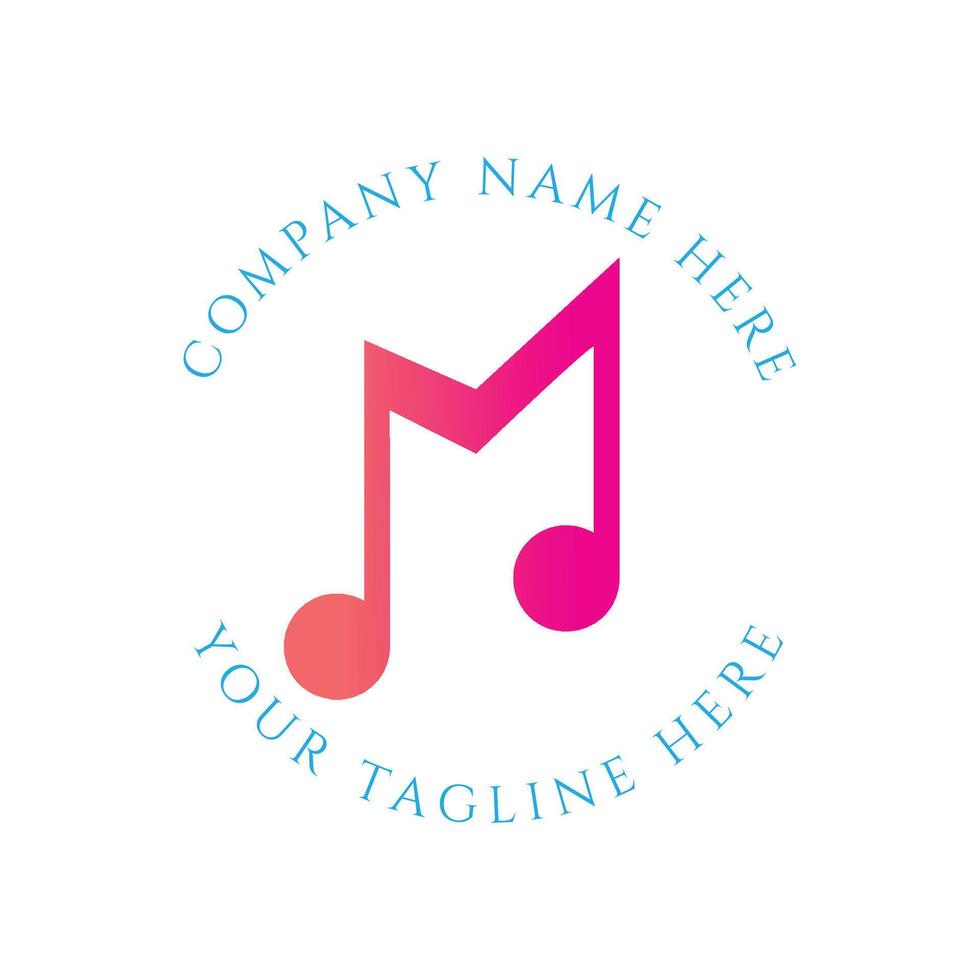 Simple Minimalist Modern Initial Letter M with Music Clef Note Symbol for Audio Sound Instrument Podcast Illustration vector