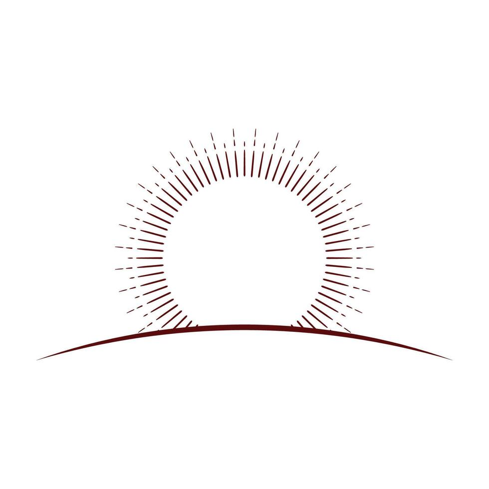Vintage Retro Simple Minimalist Sunset Sunrise Land Icon Symbol Illustration Design vector