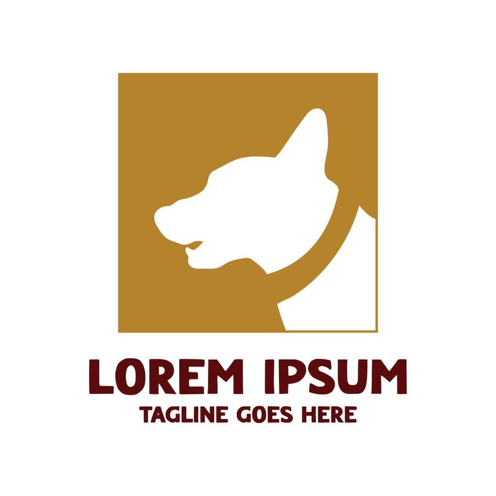 Simple Minimalist Square Dog Silhouette Illustration Design vector
