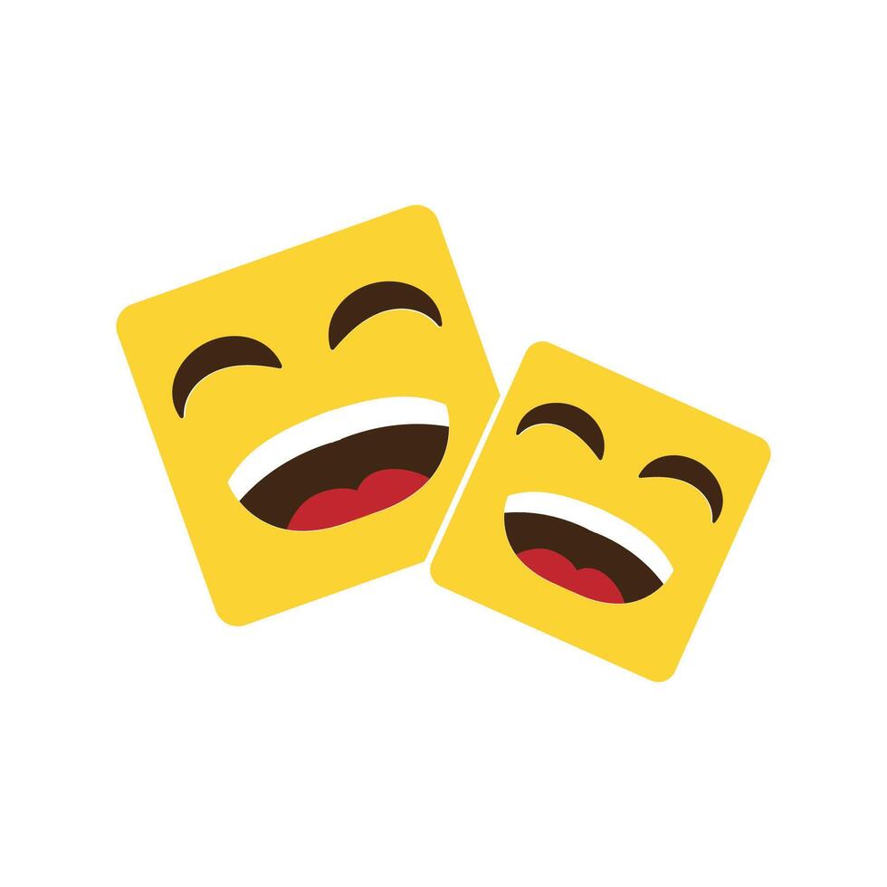 Square Yellow Smile Laugh Sticker Emoticon Icon Symbol Illustration Design vector