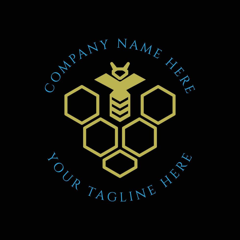 Lion Tiger Head Face with Bee for Honey Farm Product Label Icon Symbol Illustration Design vector
