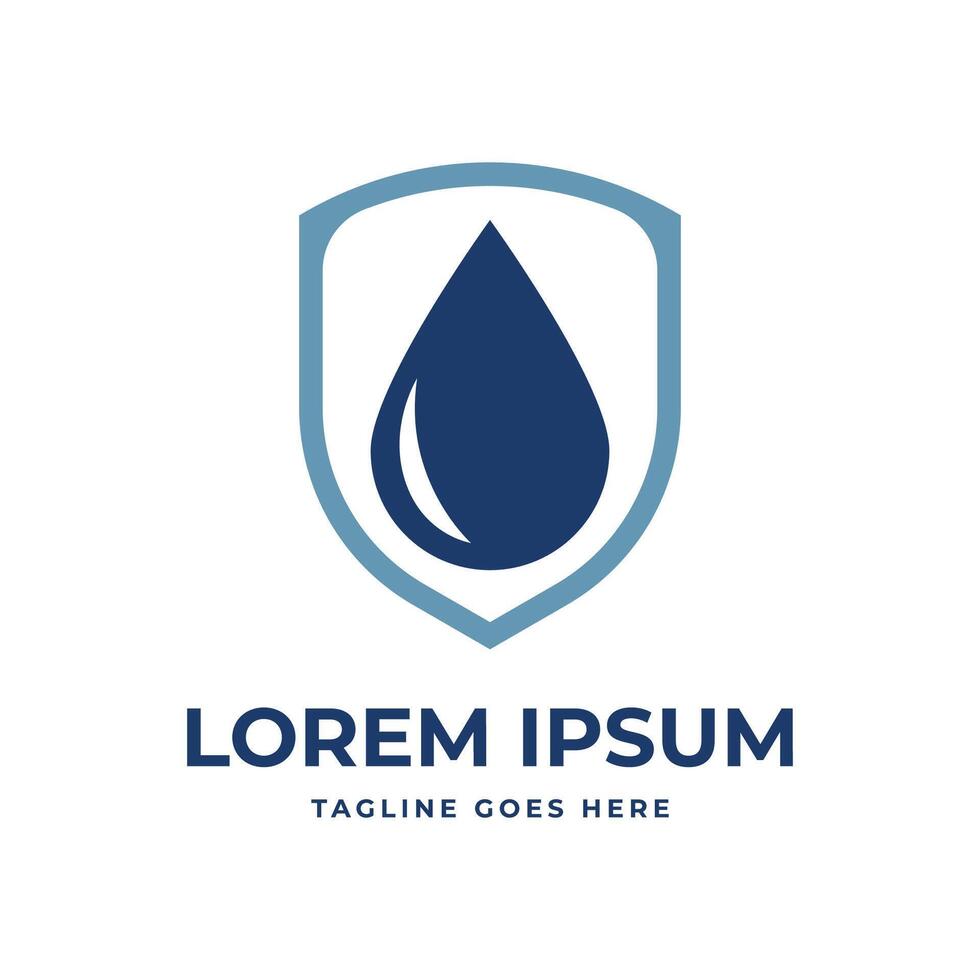 Simple Minimalist Water Oil Drop with Shield Guard Protection Icon Symbol Illustration vector