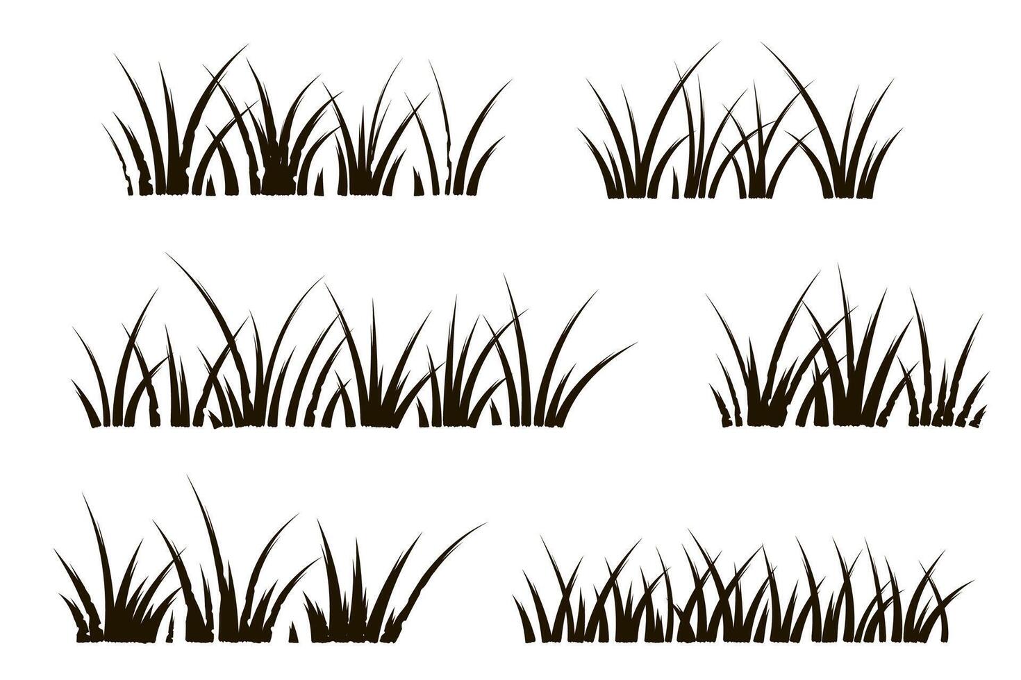 Grass doodle sketch style set. Doodle herb, organic pattern elements. Hand drawn grass field outline scribble background. vector