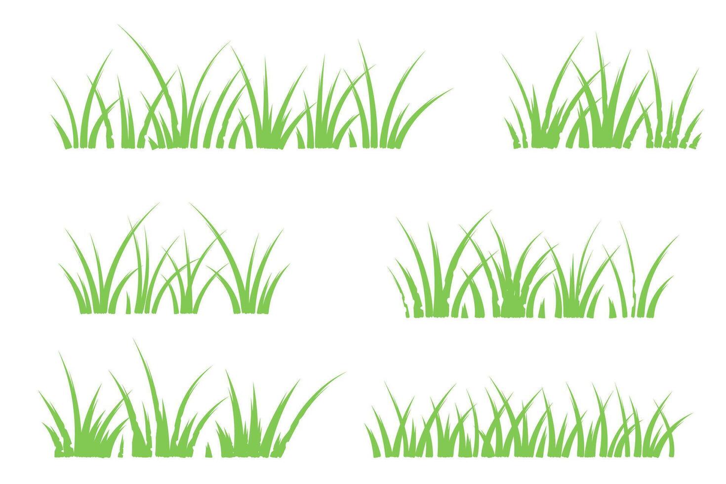 Green grass doodle sketch style set. Doodle herb, organic pattern elements. vector