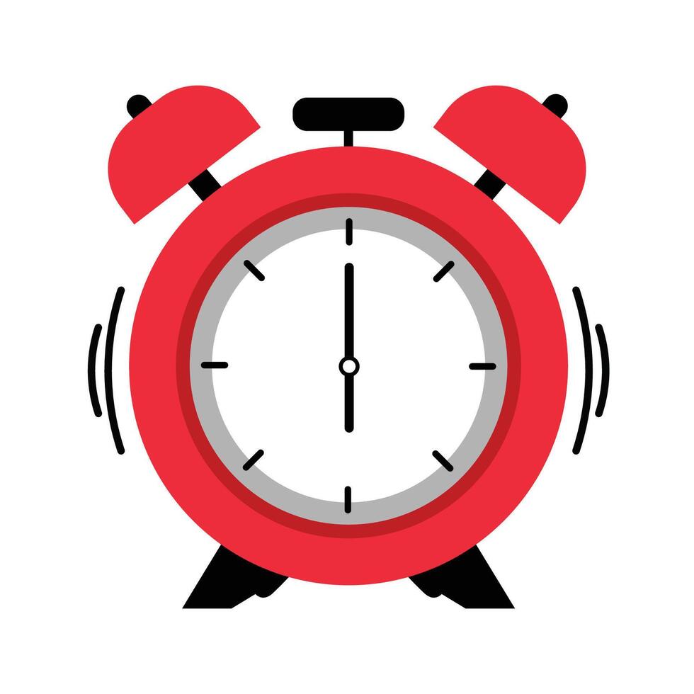Classic red alarm clock - modern flat design style single isolated image. vector