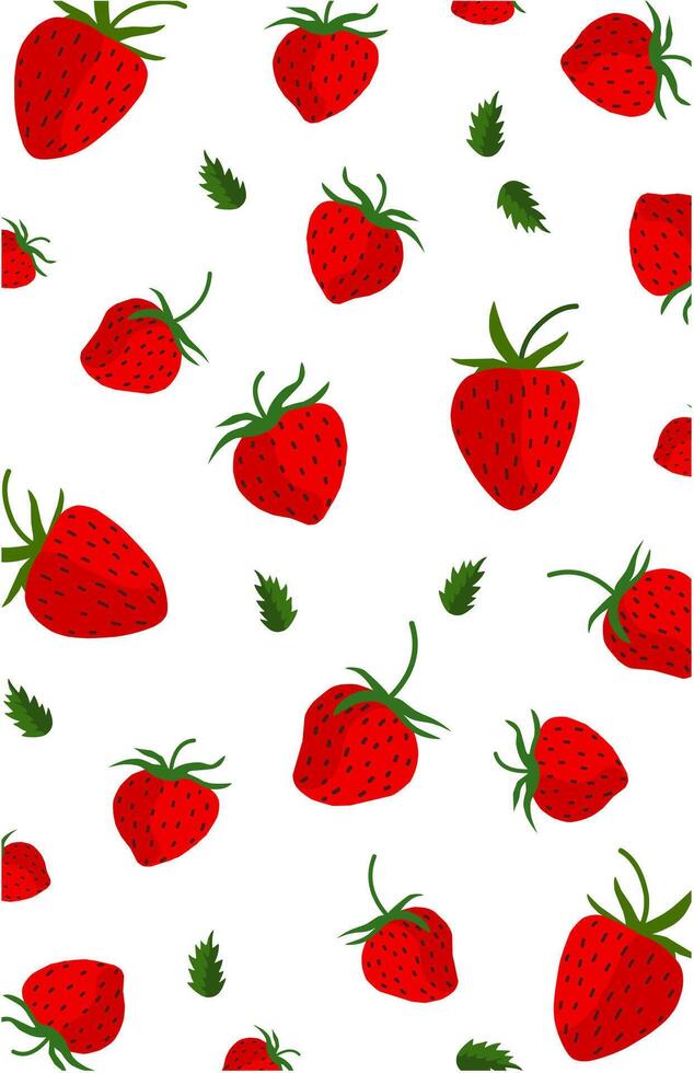 Fresh red strawberries pattern with on white vector