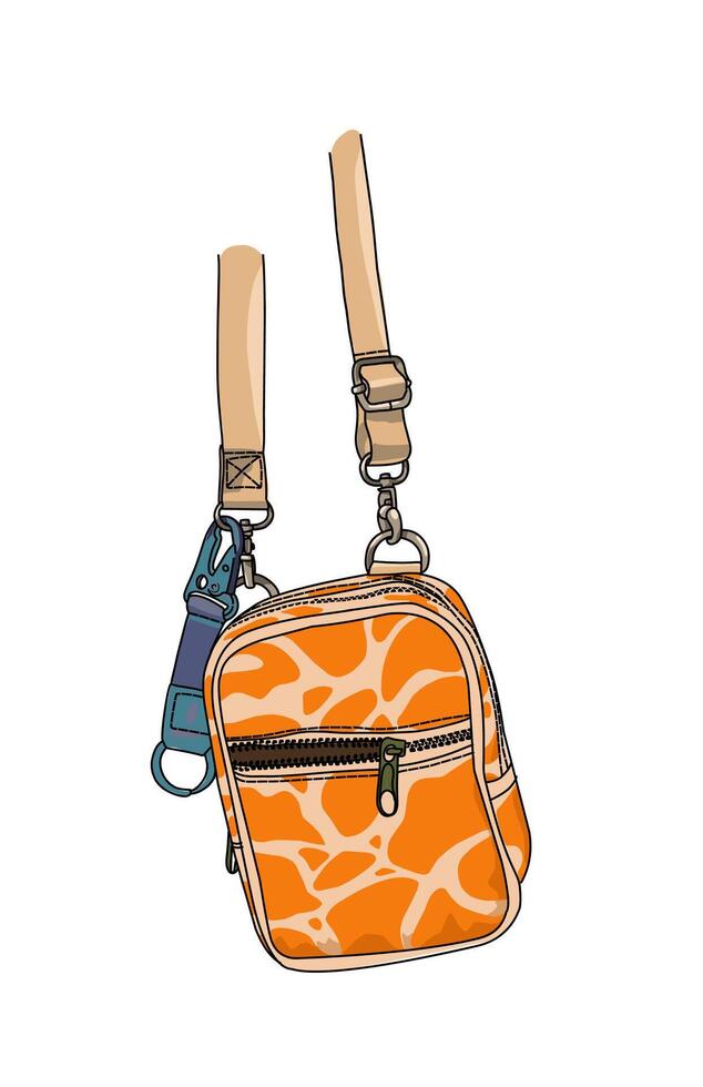Orange Shoulder bag with strap issolates on white vector