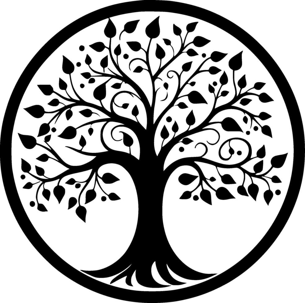 Tree - Black and White Isolated Icon - illustration vector