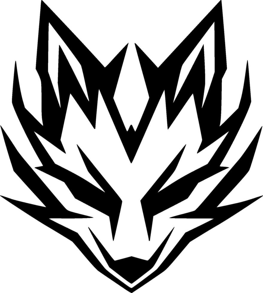 Fox - Black and White Isolated Icon - illustration vector