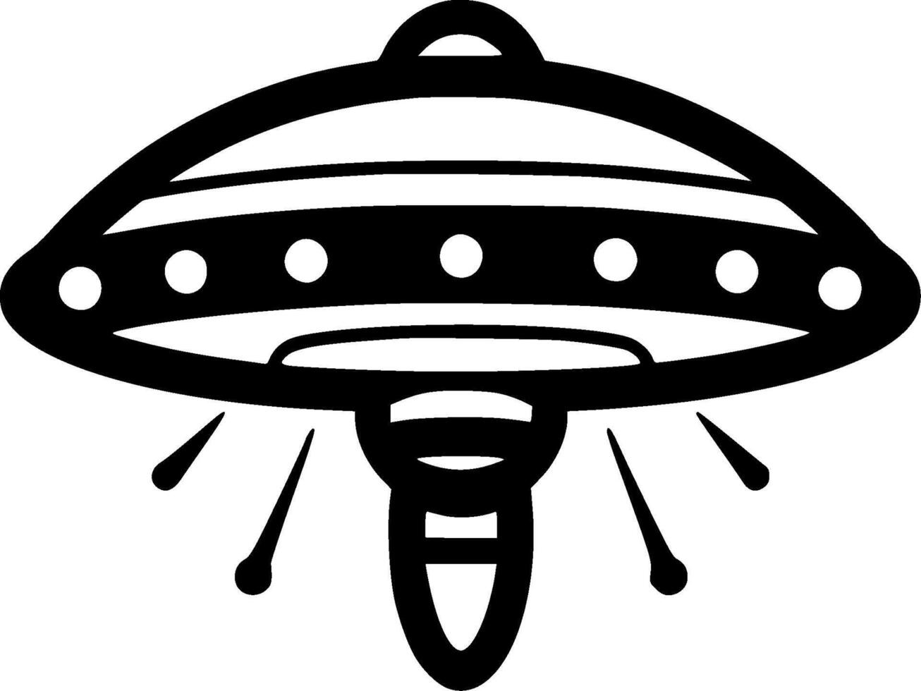 UFO - Black and White Isolated Icon - illustration vector