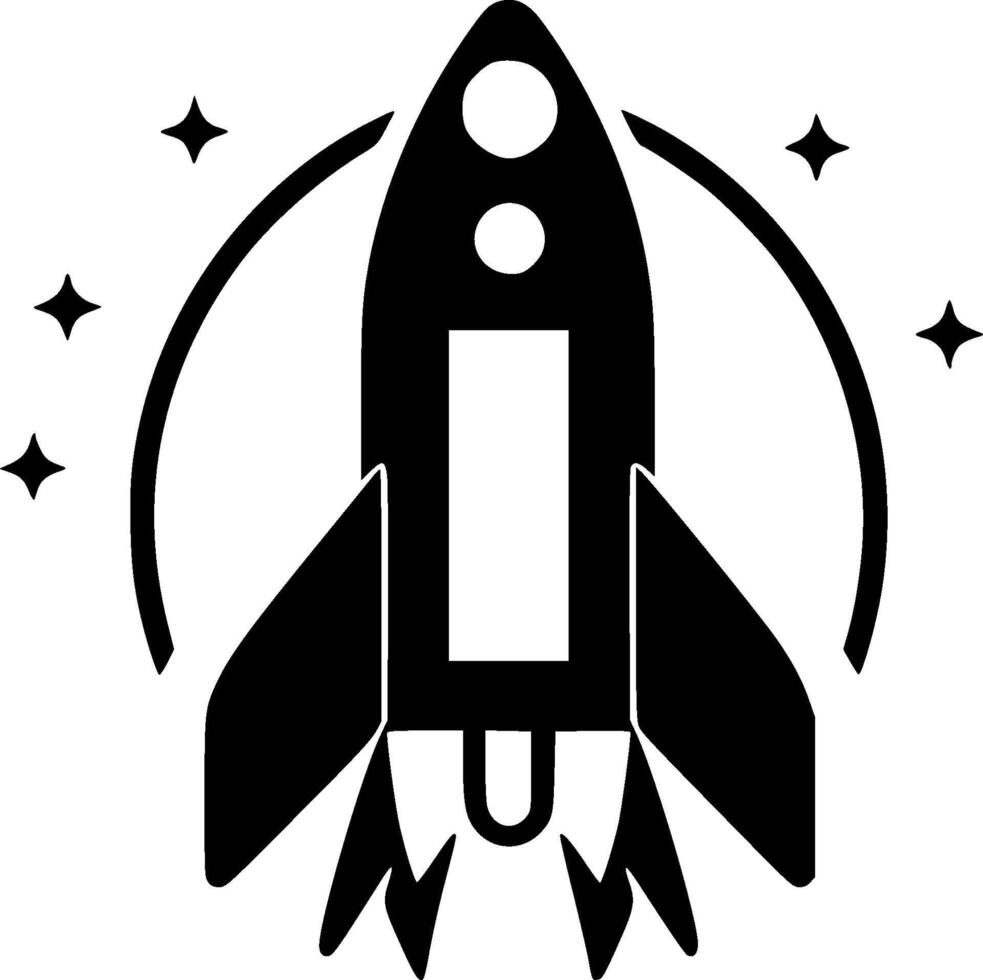 Rocket - Black and White Isolated Icon - illustration vector