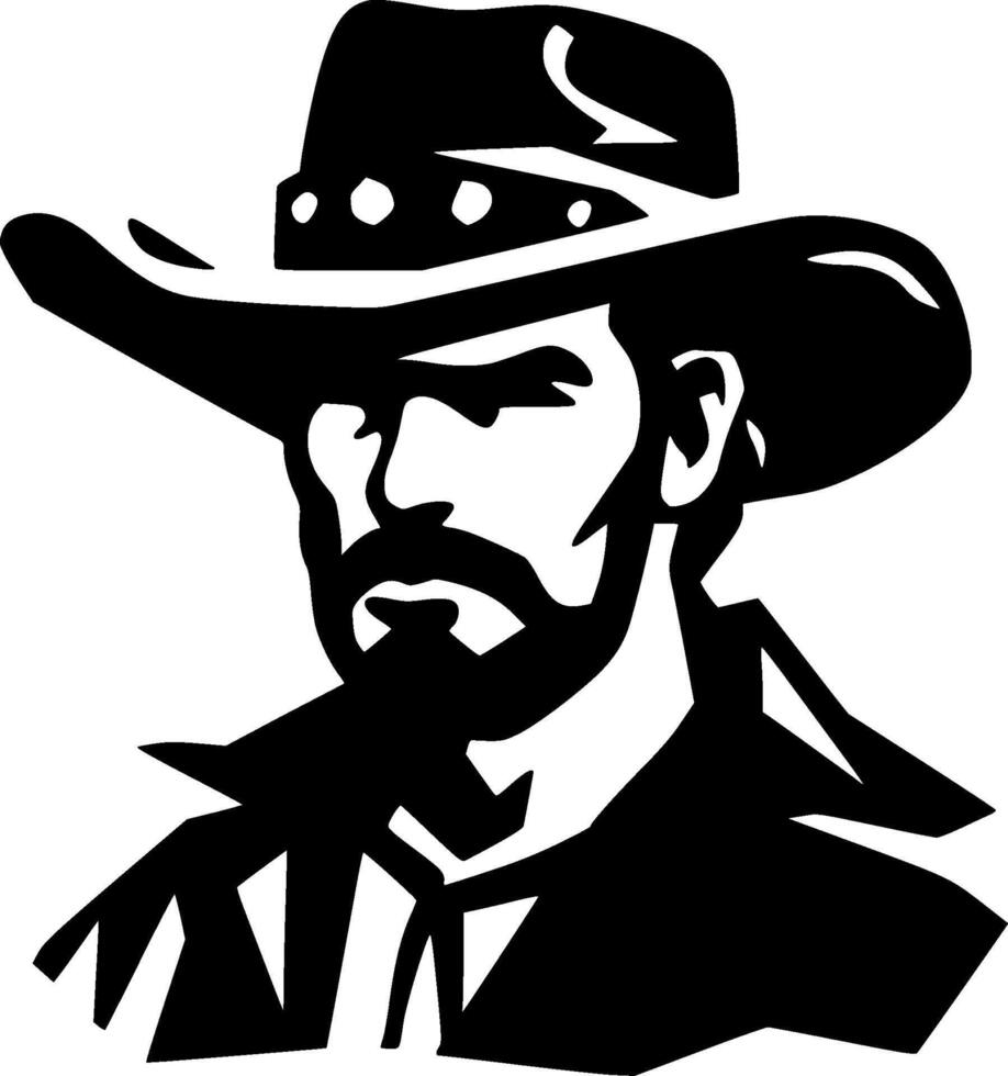 Cowboy - Black and White Isolated Icon - illustration vector