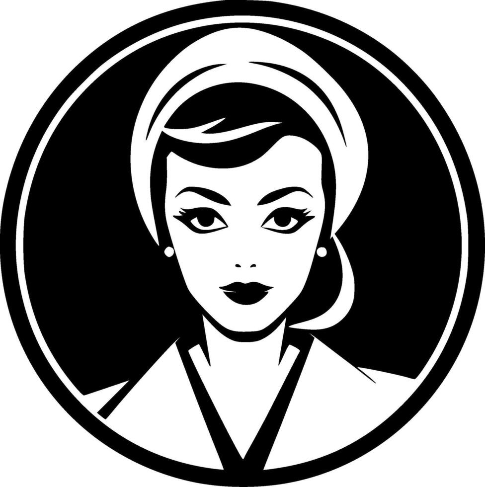 Nurse - Black and White Isolated Icon - illustration vector