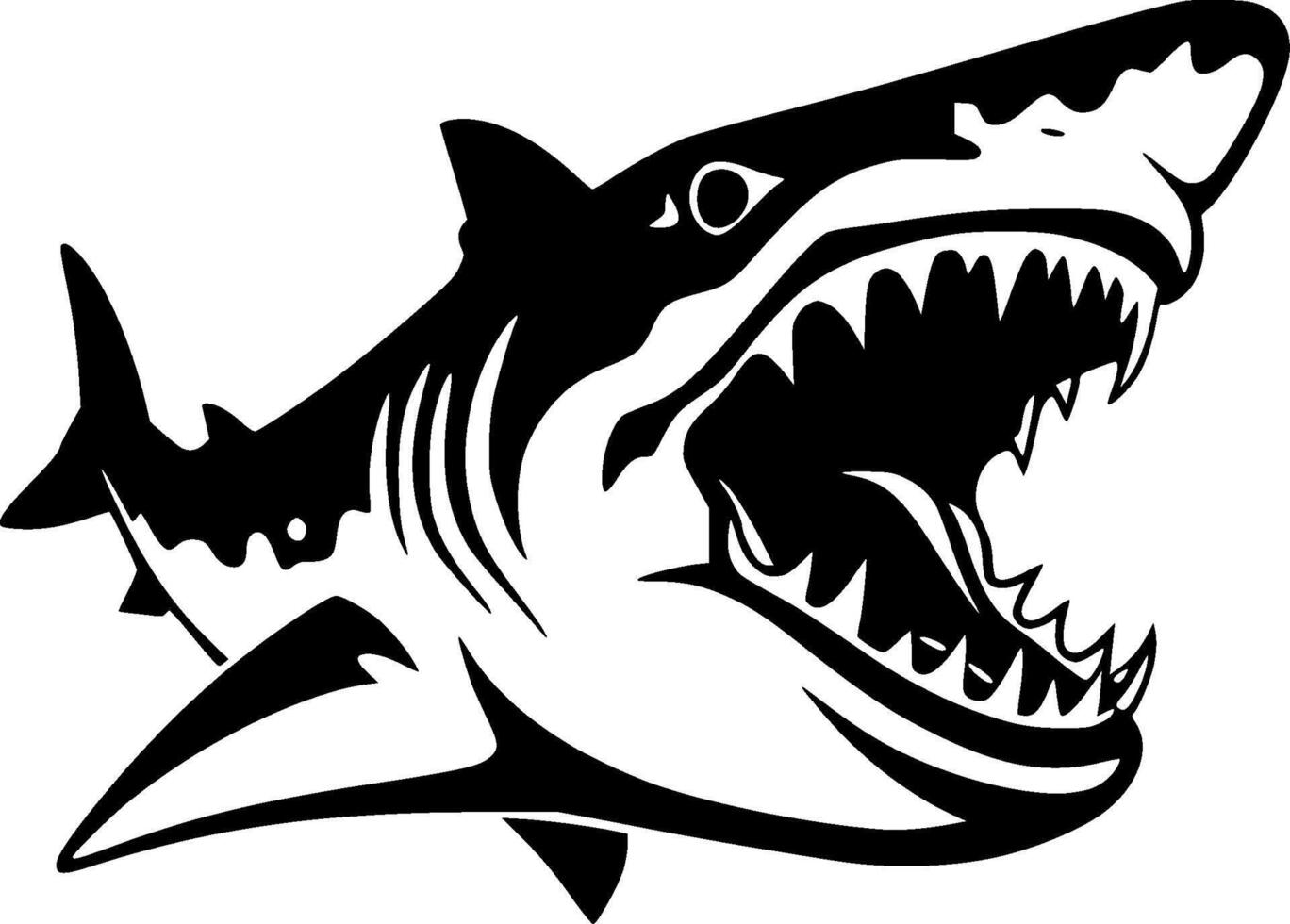 Shark - Black and White Isolated Icon - illustration vector