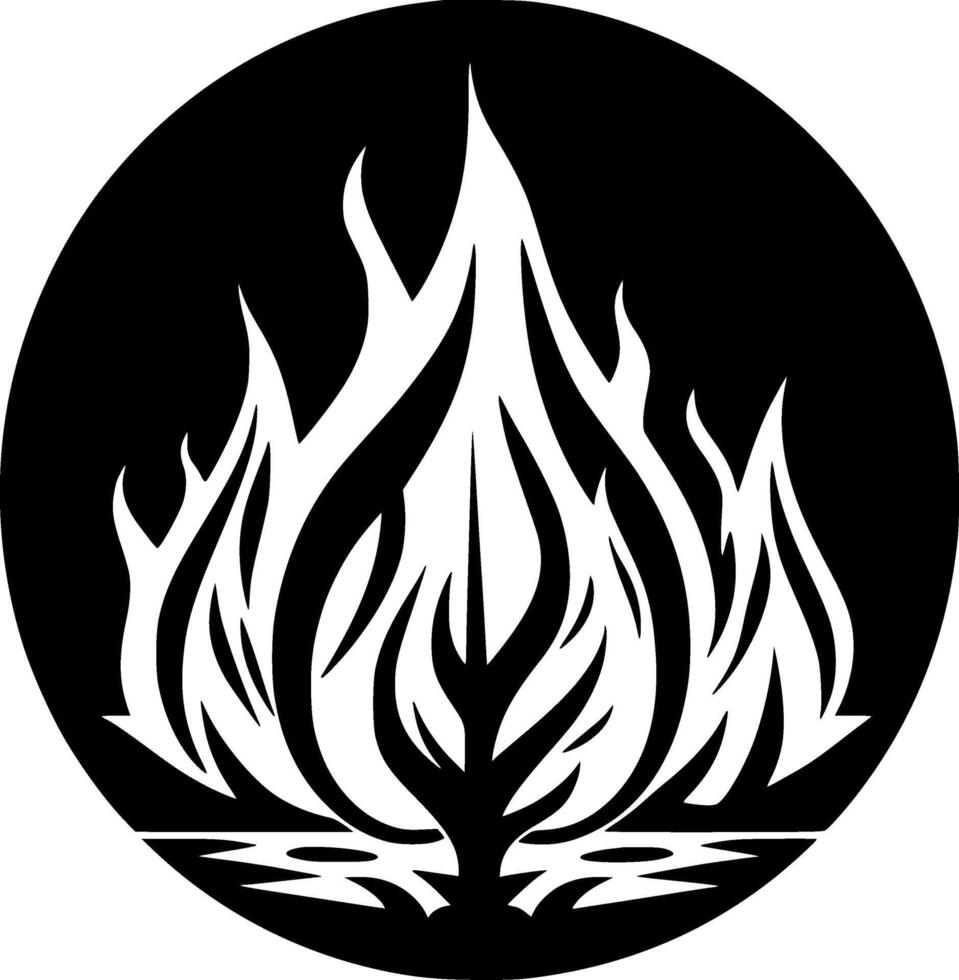 Fire - Black and White Isolated Icon - illustration vector