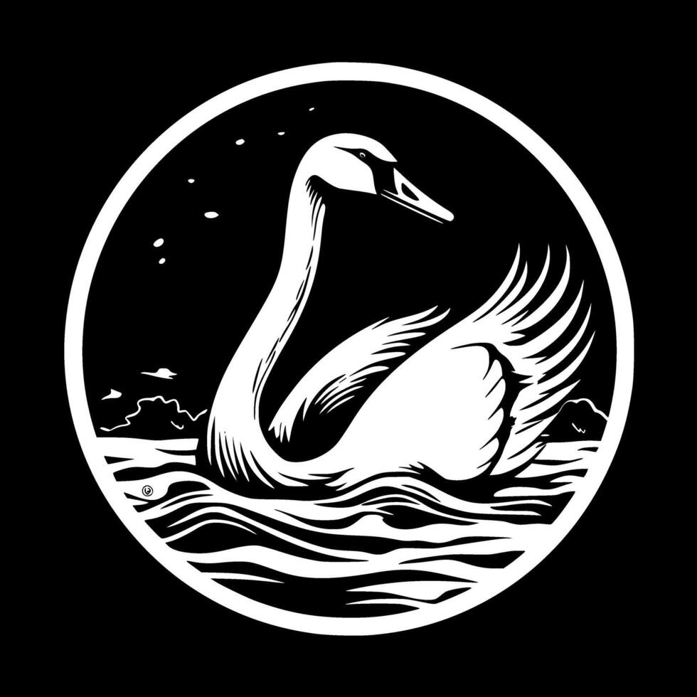 Swan, Black and White illustration vector