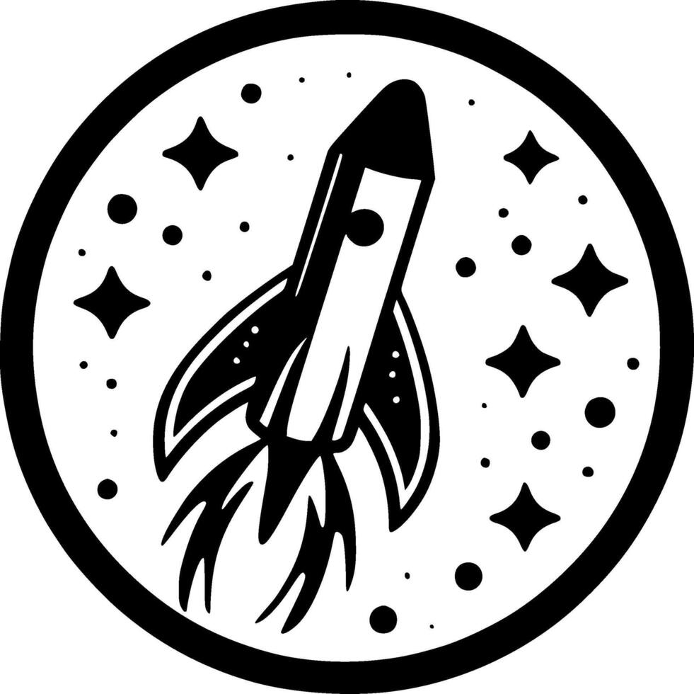 Rocket - Black and White Isolated Icon - illustration vector