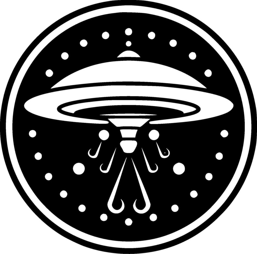 UFO, Black and White illustration vector