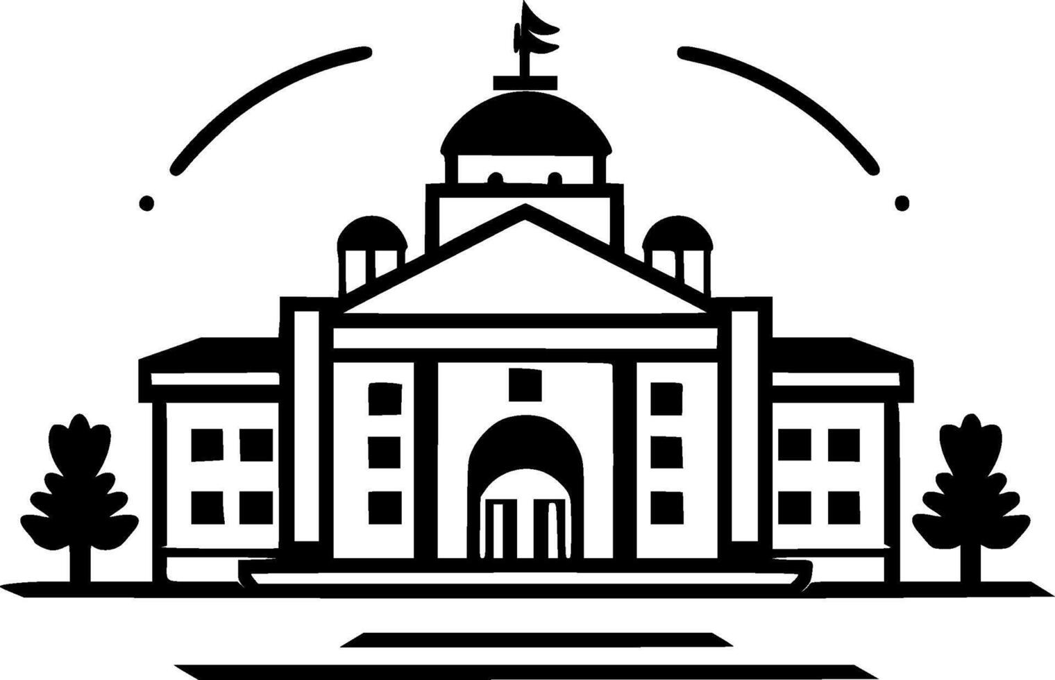 School - Black and White Isolated Icon - illustration vector