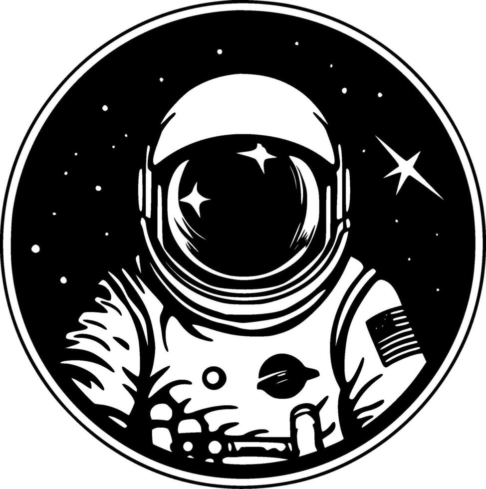 Astronaut, Black and White illustration vector