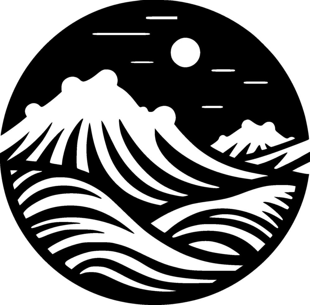 Ocean - Black and White Isolated Icon - illustration vector