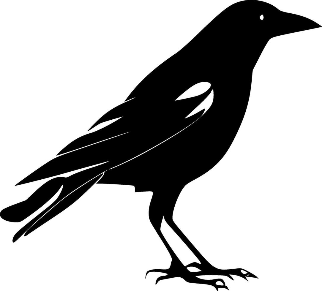Crow - Black and White Isolated Icon - illustration vector