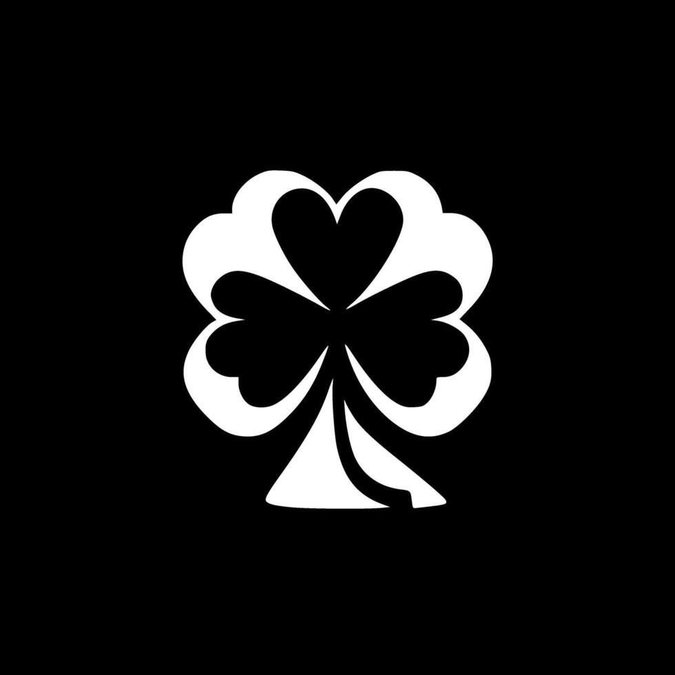 Four Leaf Clover, Black and White illustration vector