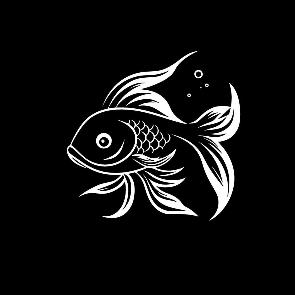Goldfish, Black and White illustration vector