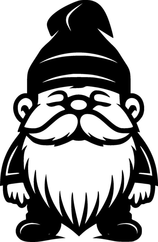 Gnome, Black and White illustration vector