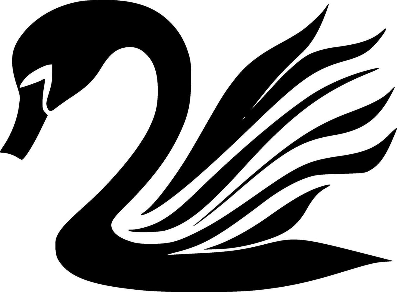 Swan, Black and White illustration vector