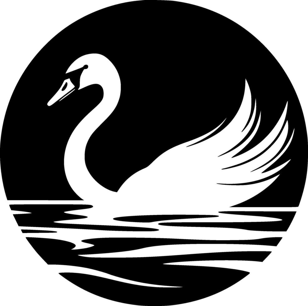 Swan, Black and White illustration vector