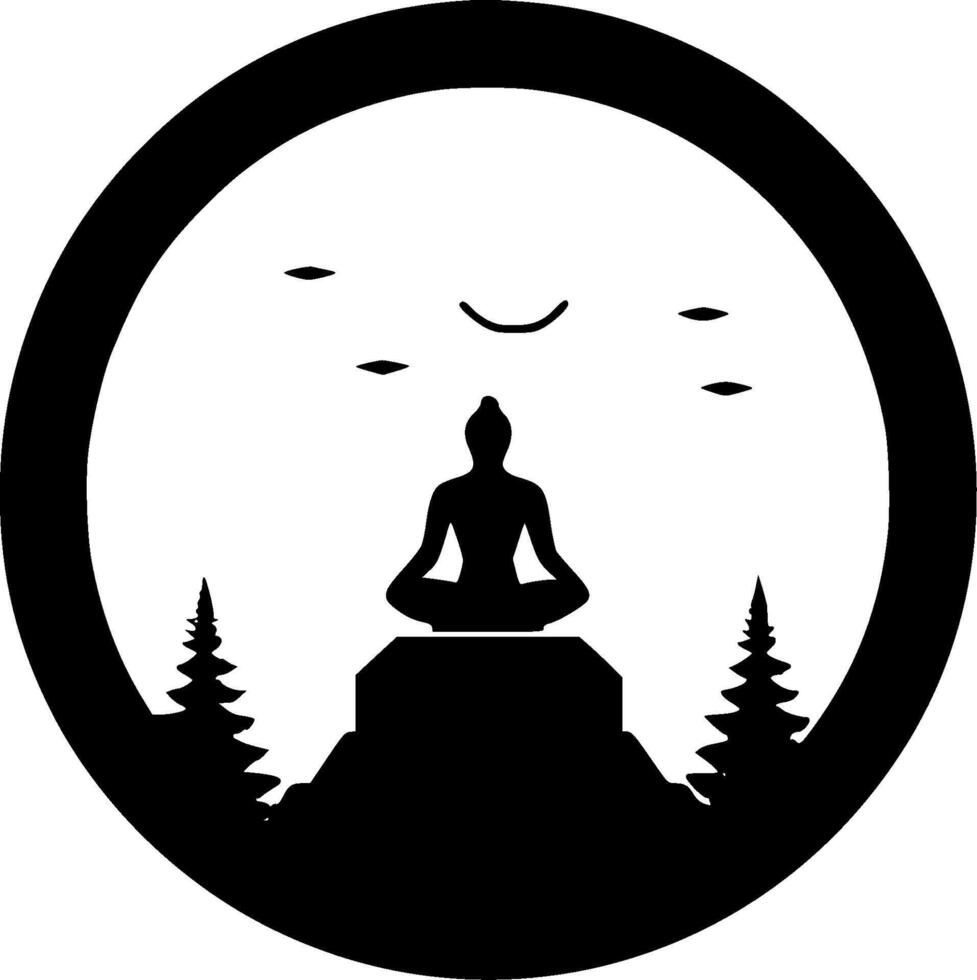 Yoga - Black and White Isolated Icon - illustration vector