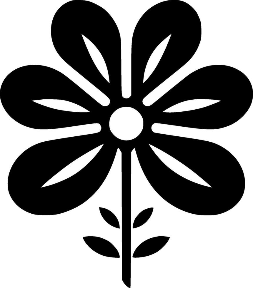 Flower - Black and White Isolated Icon - illustration vector