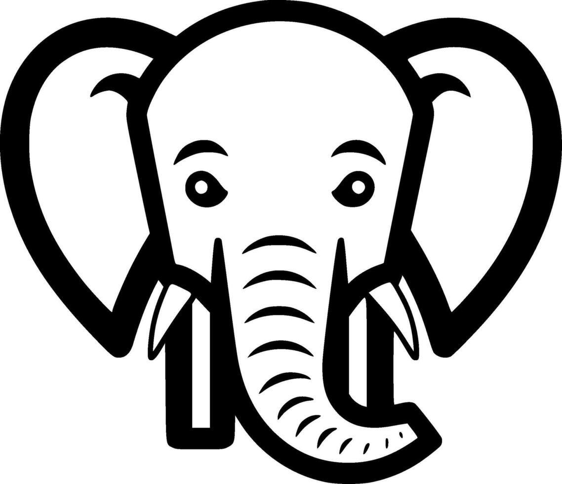 Elephant - Black and White Isolated Icon - illustration vector