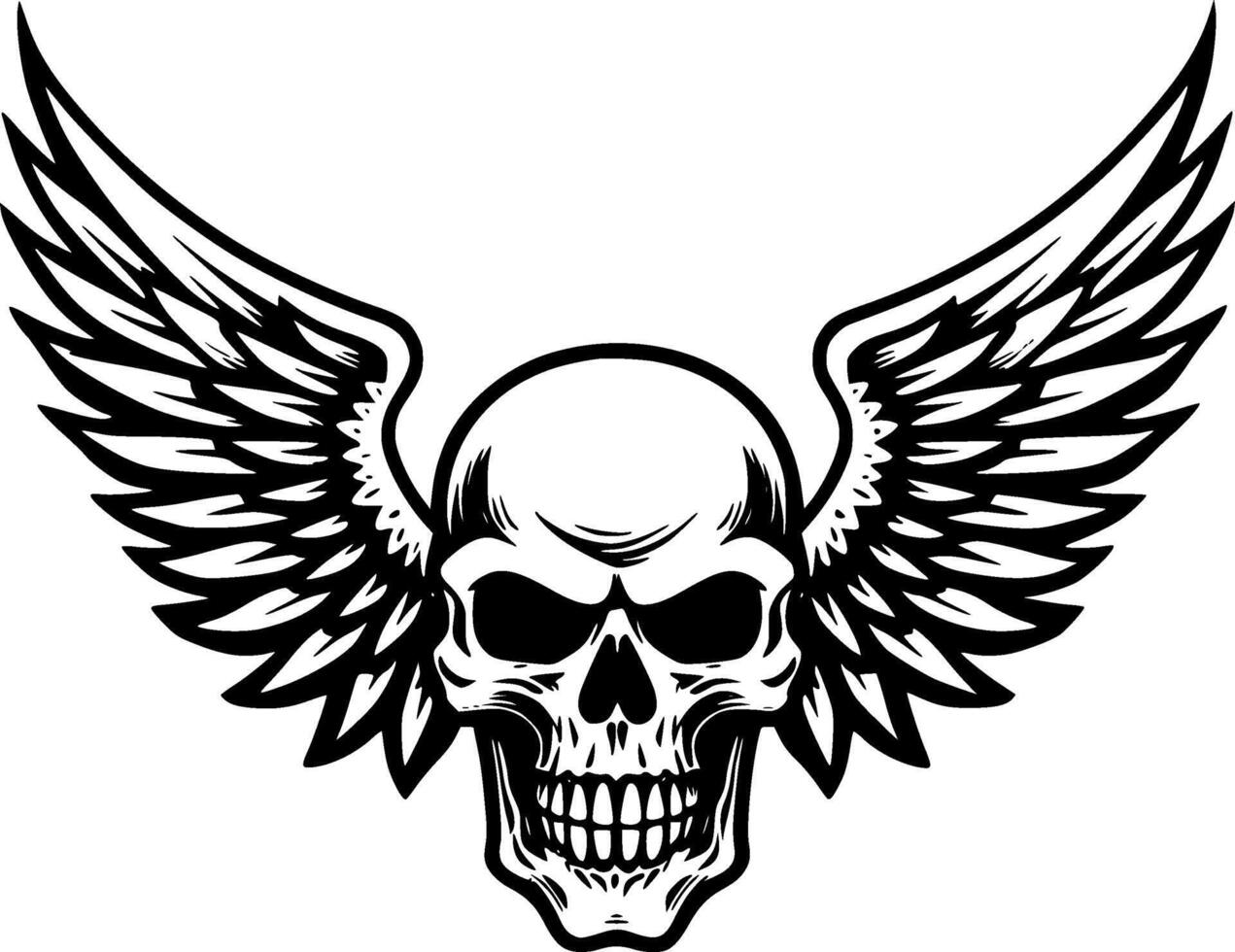Skull With Wings - Minimalist and Flat Logo - illustration vector
