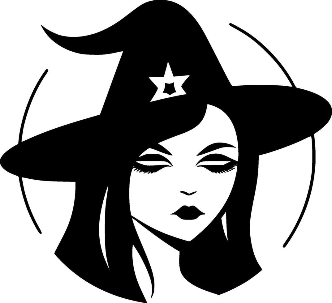 Witch, Black and White illustration vector