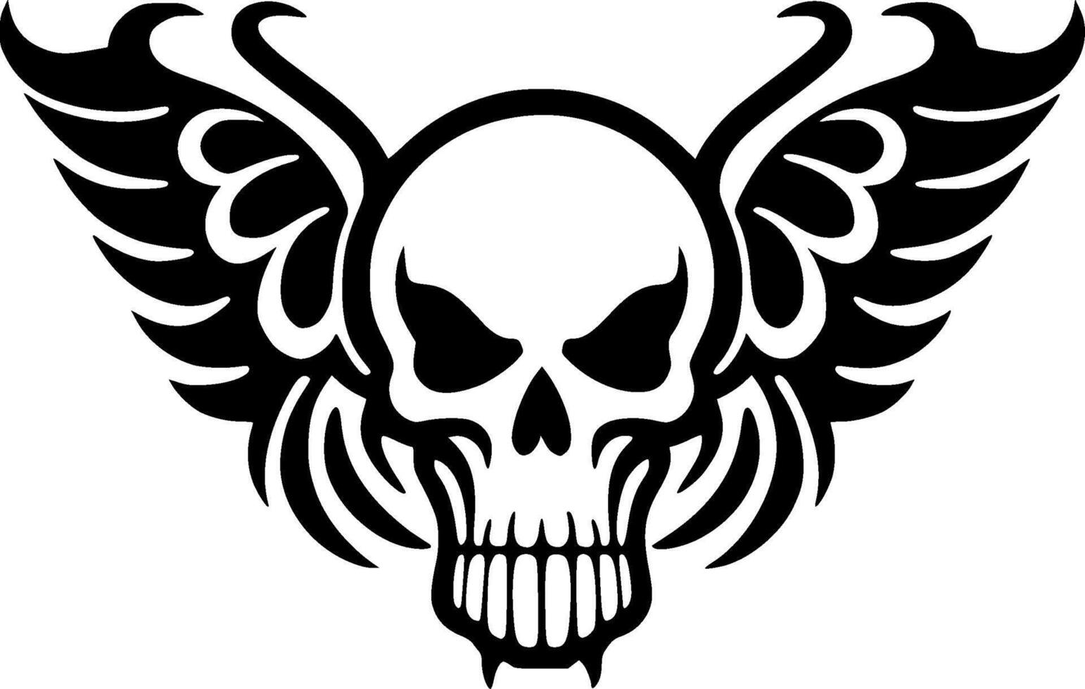 Skull With Wings, Minimalist and Simple Silhouette - illustration vector