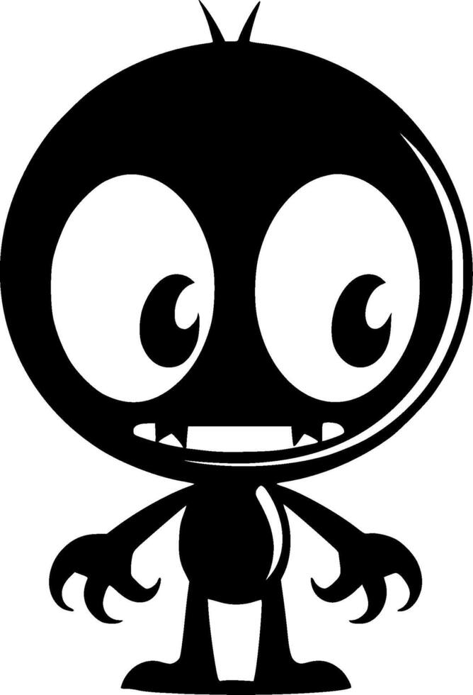 Alien, Black and White illustration vector