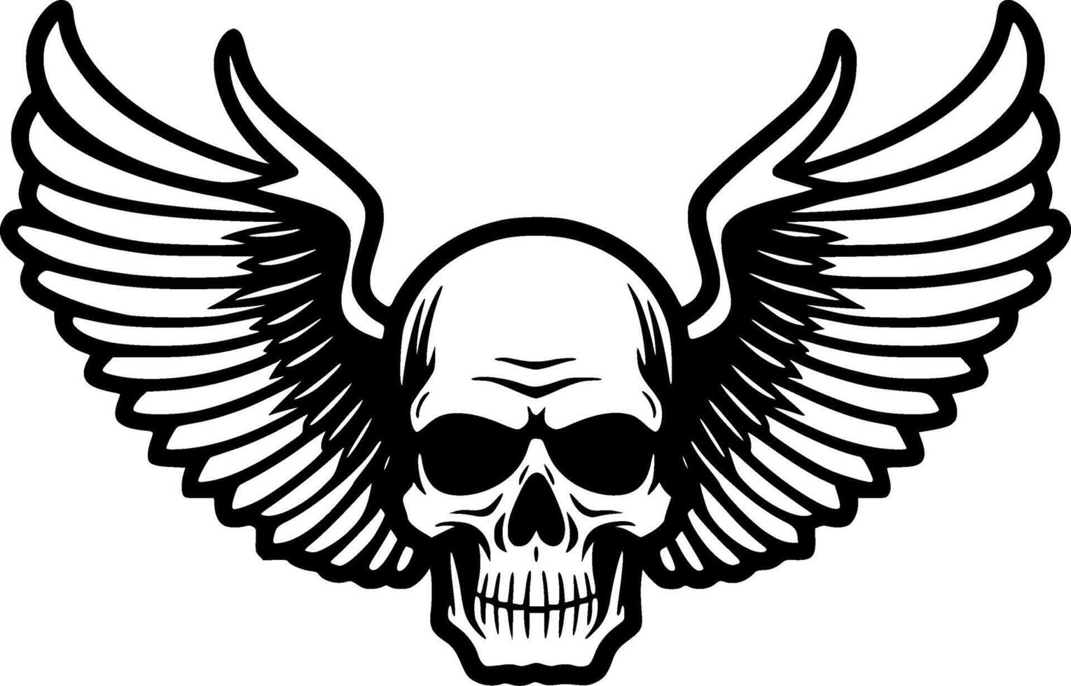 Skull With Wings - Minimalist and Flat Logo - illustration vector