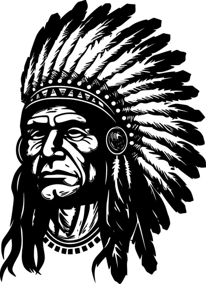 Indian Chief - Minimalist and Flat Logo - illustration vector