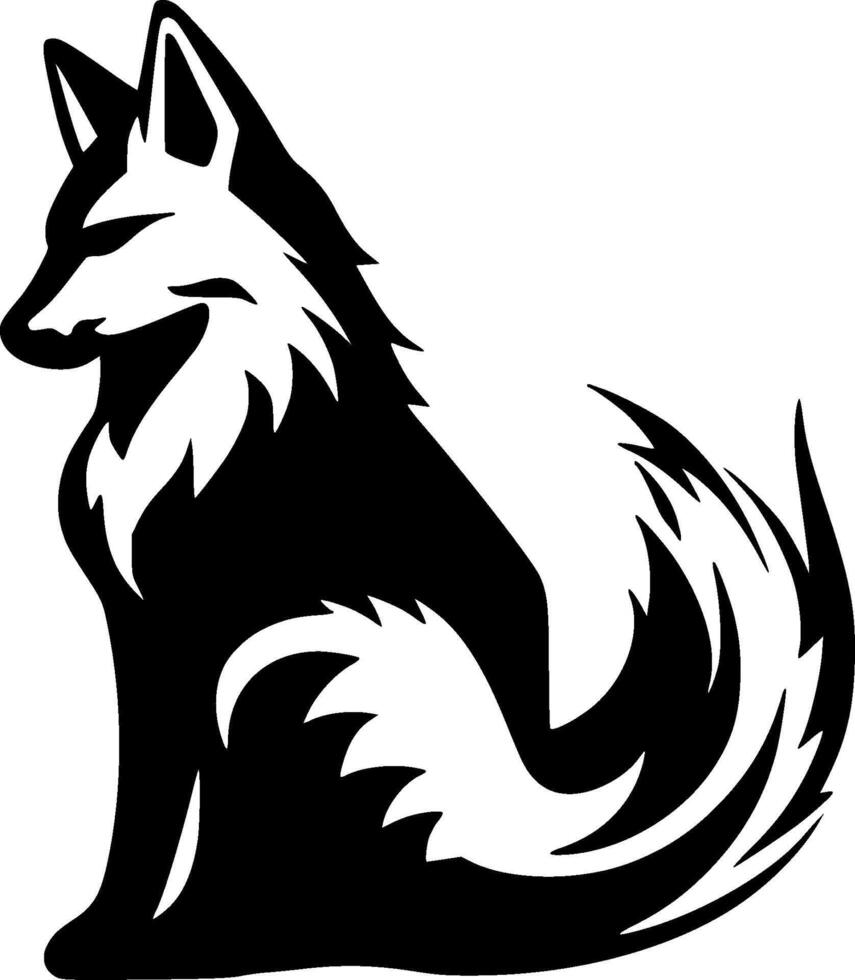 Fox - Black and White Isolated Icon - illustration vector