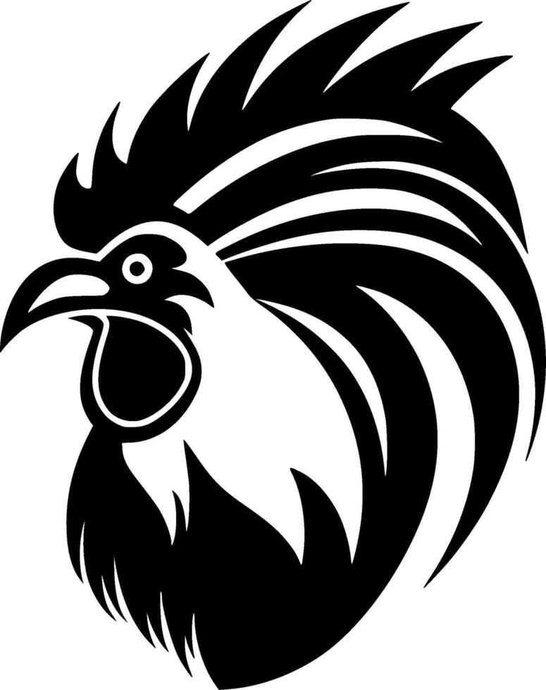 Rooster, Black and White illustration vector