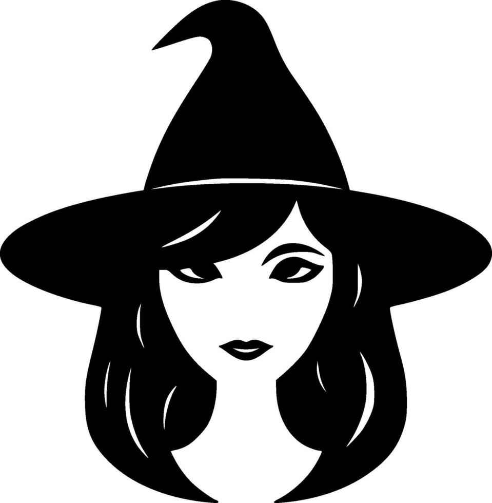 Witch - Black and White Isolated Icon - illustration vector