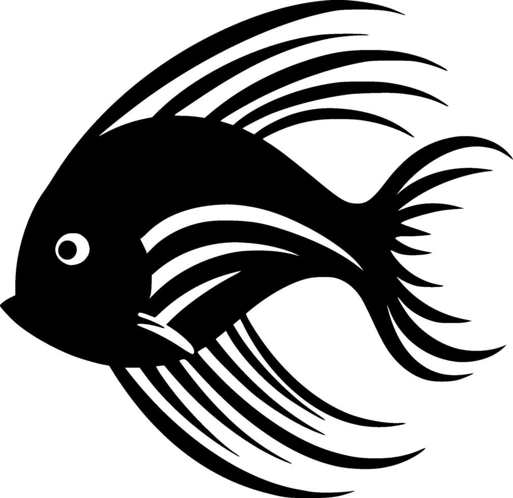 Angelfish - Black and White Isolated Icon - illustration vector