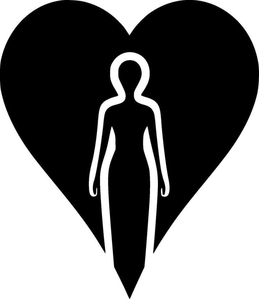 Heart - Black and White Isolated Icon - illustration vector